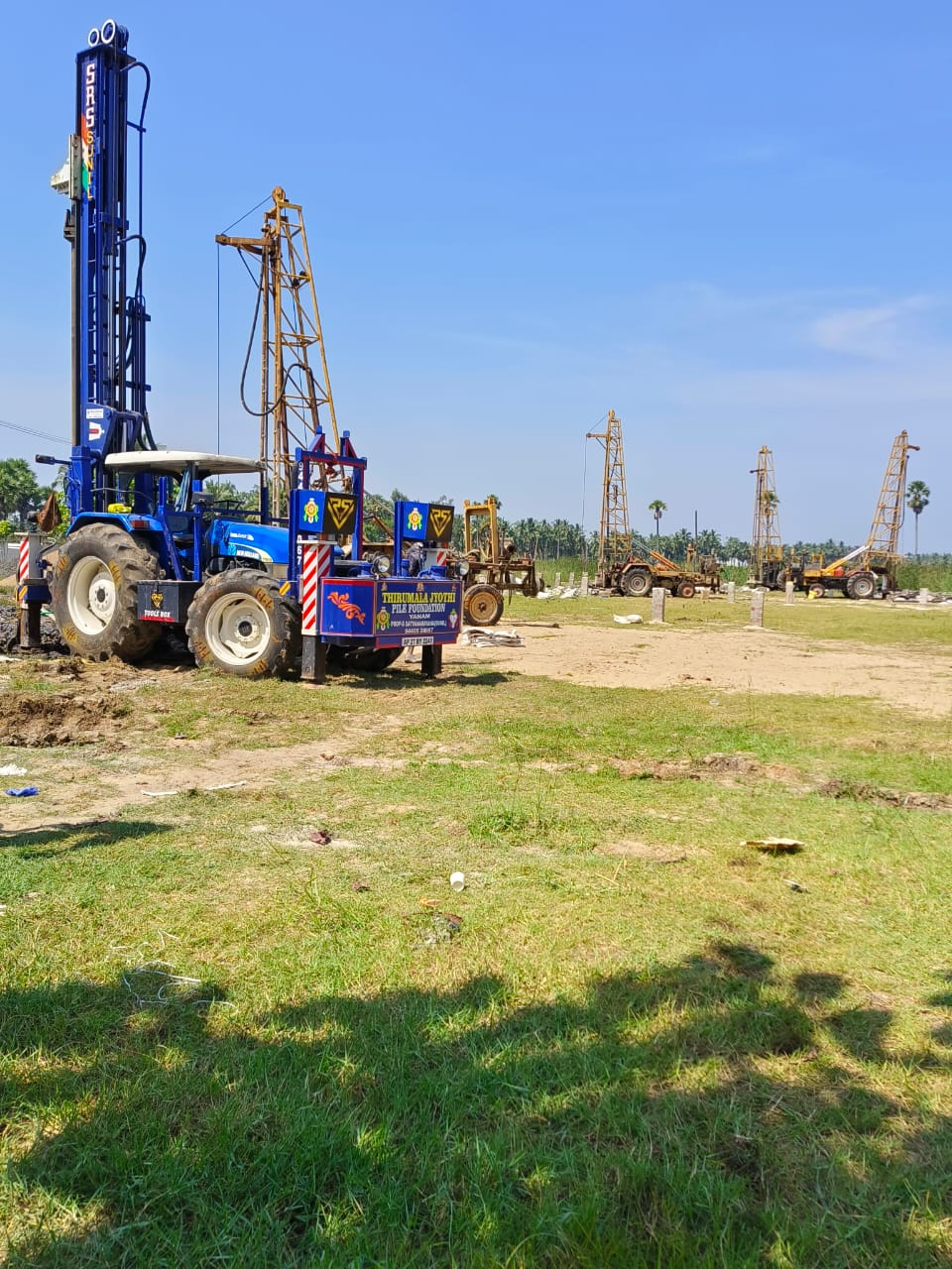 Multi pile foundation rigs deployed at site